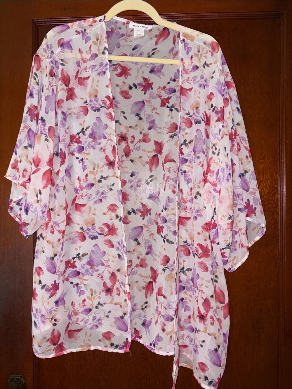 Alley & Rae Floral Kimono — Pink & Purple Sheer Cover-Up